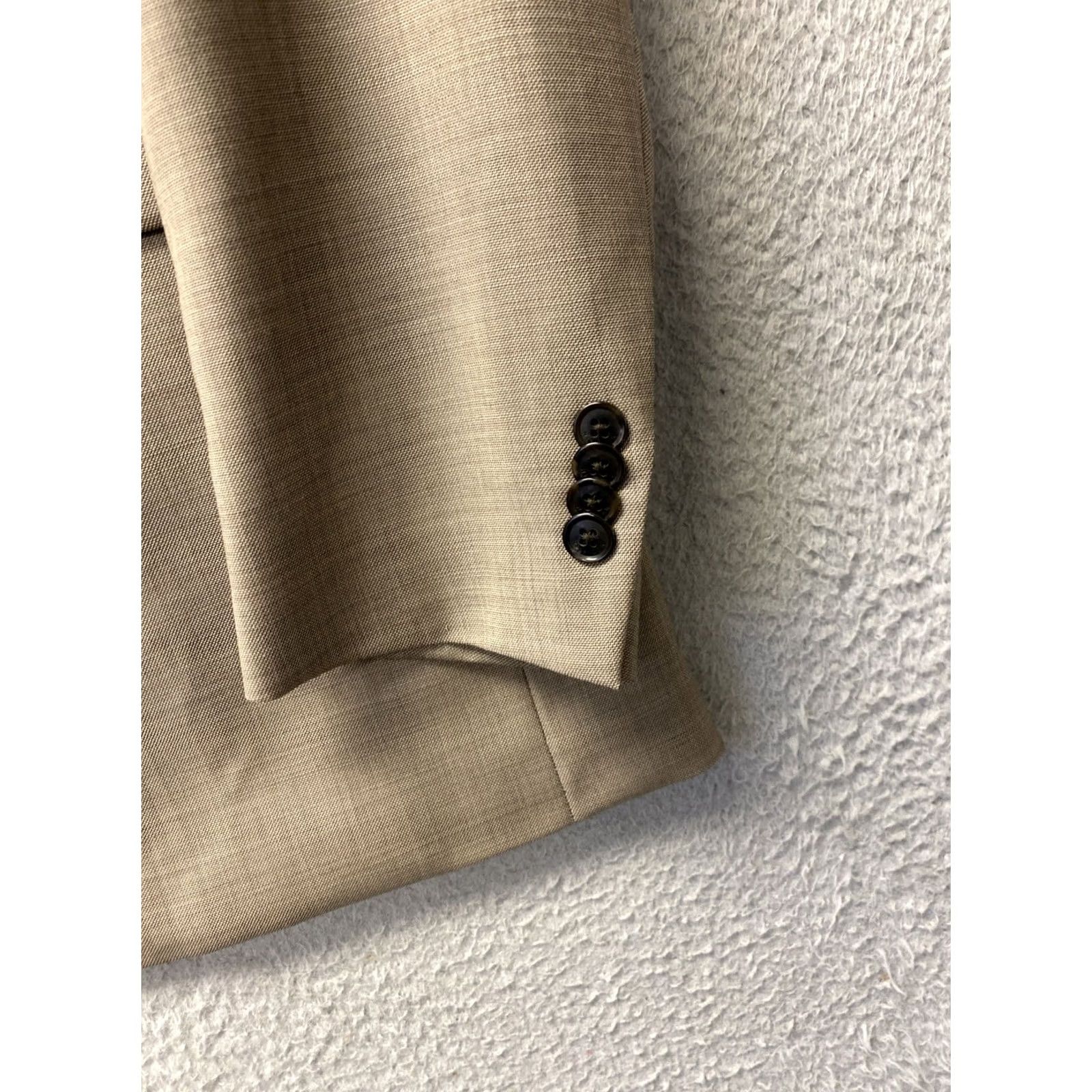 Tommy Hilfiger Tommy Hilfiger Blazer Mens 42R Tan Wool 2-Button Notch Lapel Pockets Solid Wool 2-Button Notch Lapel Tuxedo Inner Pockets 42R Mens Tan Blazer Size 42R - 2 Thumbnail
