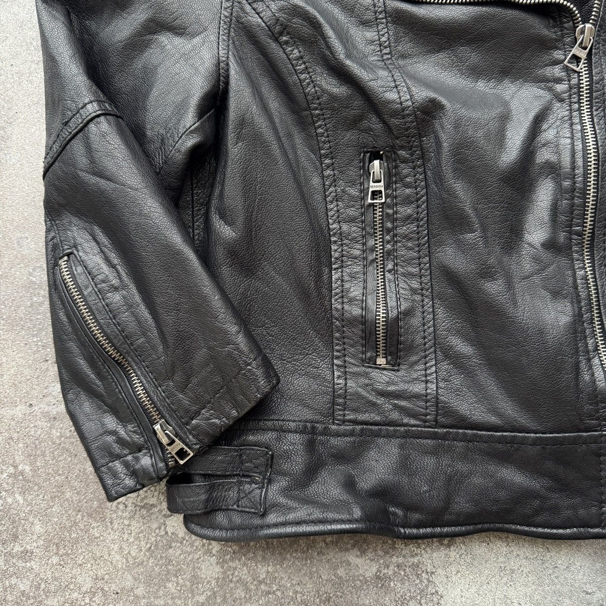 20471120 Bershka Vintage Y2K Leather Biker 3/4 Sleeve Cropped Jacket Size S / US 4 / IT 40 - 8 Thumbnail