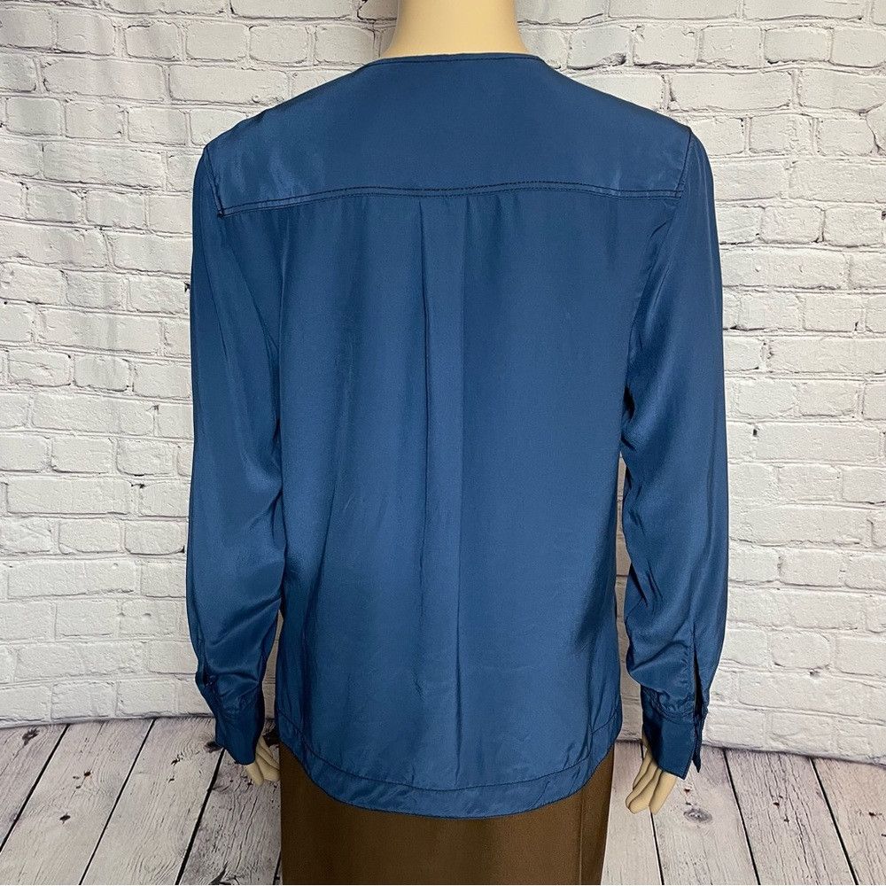 Rag & Bone Rag & Bone Shields Silk Long Sleeve Cobalt Blue Top Blouse Size S / US 4 / IT 40 - 5 Thumbnail
