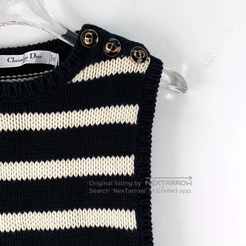 Dior Dior Black striped cotton round-neck sleeveless knitted ve Size XS / US 0-2 / IT 36-38 - 3 Thumbnail