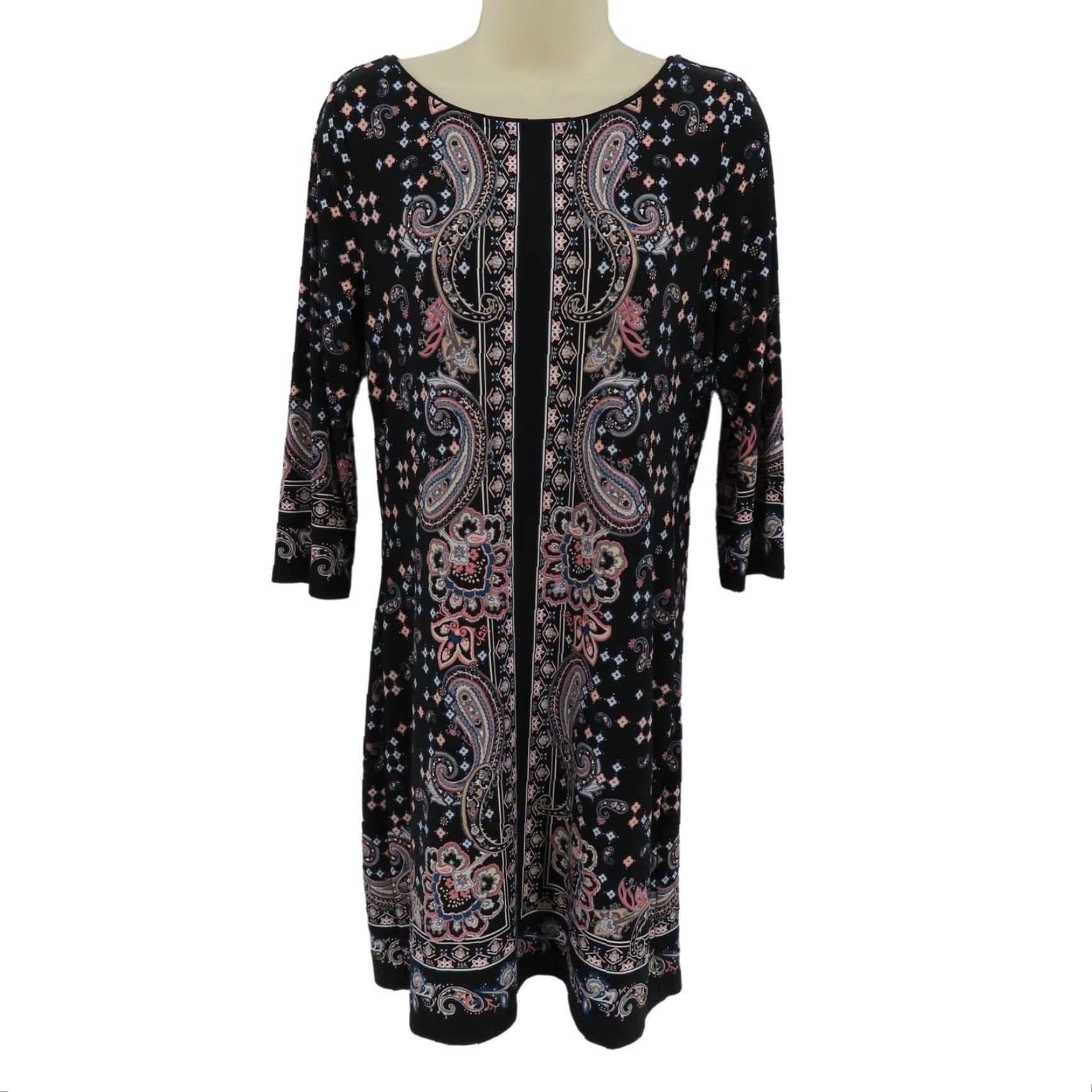 White House Black Market White House Black Market Women Small Black Pink Blue Paisley Scroll Sheath Dress Size S / US 4 / IT 40 - 2 Thumbnail