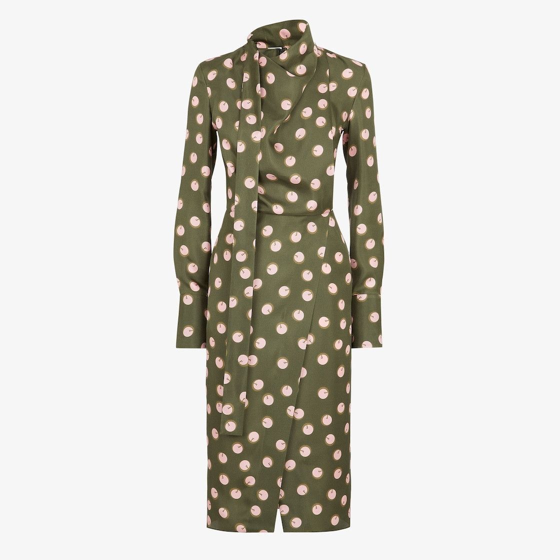 Fendi o1loc1c1225 Printed Silk Dress in Olive Green Size S / US 4 / IT 40 - 1 Thumbnail