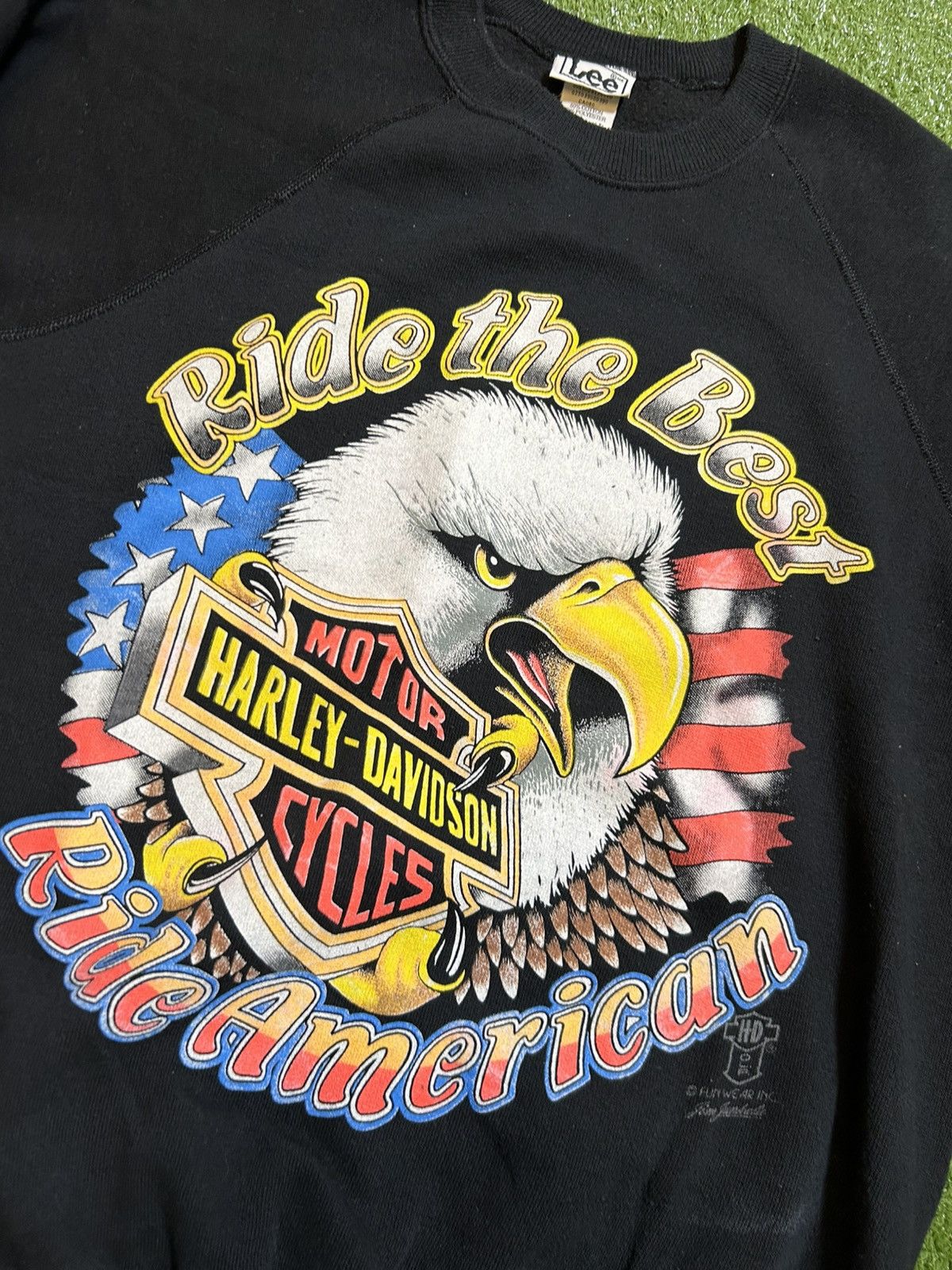 VINTAGE 80's HARLEY DAVIDSON RIDE THE BEST EAGLE USA SWEATER