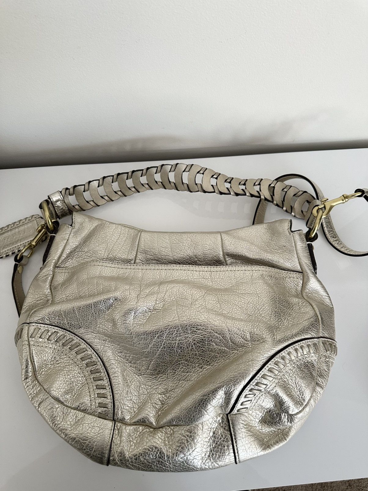 Coach Coach Metallic Whipstitch Leather Bag in Champagne Gold Size ONE SIZE - 5 Thumbnail