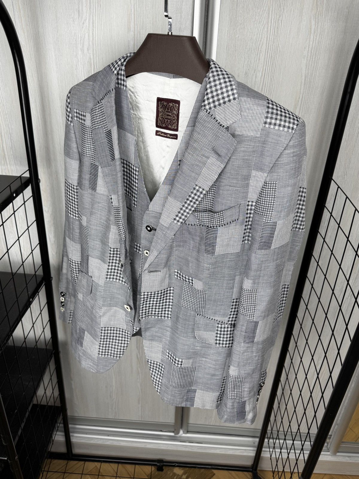 Other Holland Esquire Patchwork Cotton Linen Blazer Vest Set Suit Size 38R - 4 Thumbnail