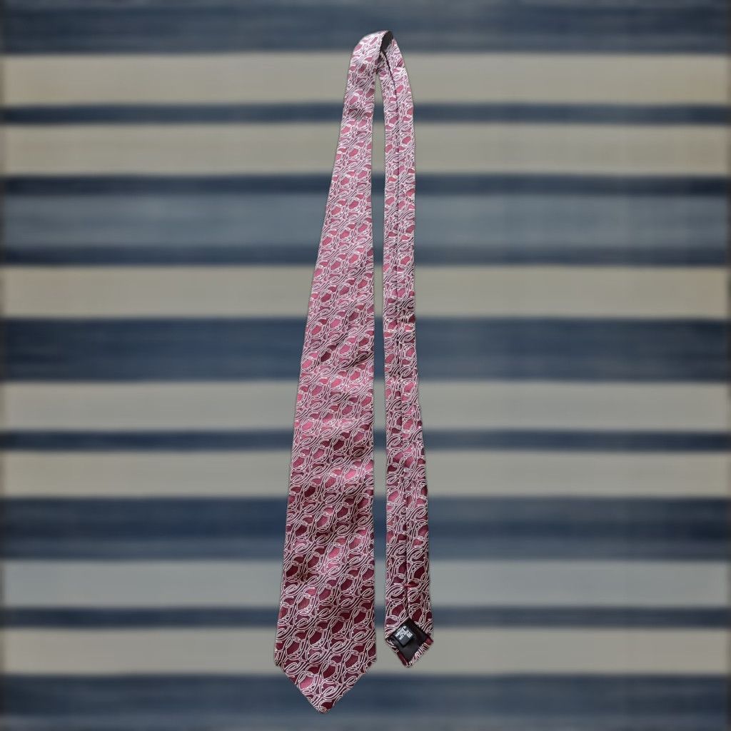 Saks Fifth Avenue VINTAGE Saks Fifth Avenue Tie Men Monogram 100% Silk Made In Italy Maroon Red Classic Width 57-60" Size ONE SIZE - 1 Thumbnail