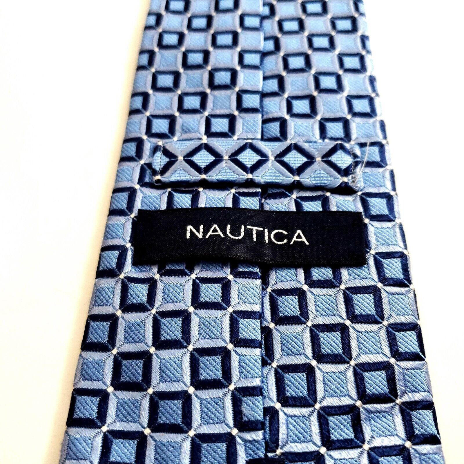 Nautica Nautica Blue Woven Geometric Silk Tie Size ONE SIZE - 3 Thumbnail