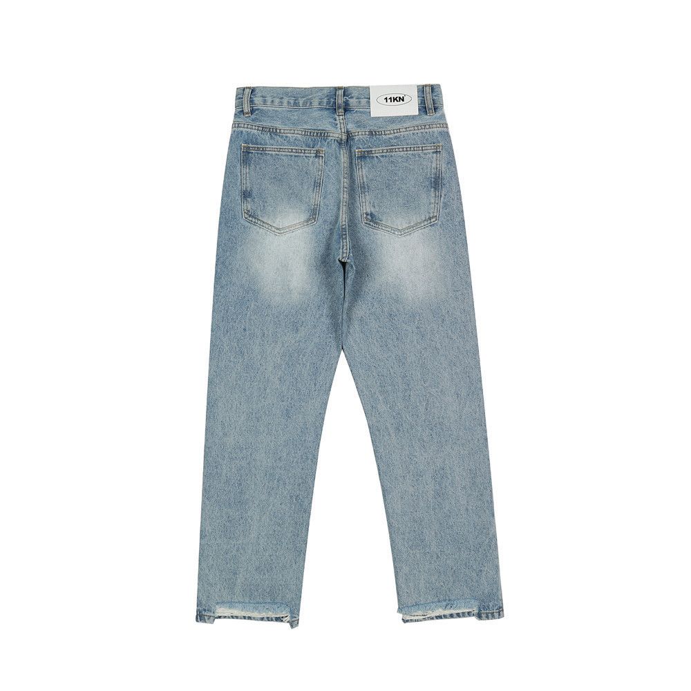 Japanese Brand Men's American loose straight washed distressed jeans Size US 32 / EU 48 - 2 Thumbnail