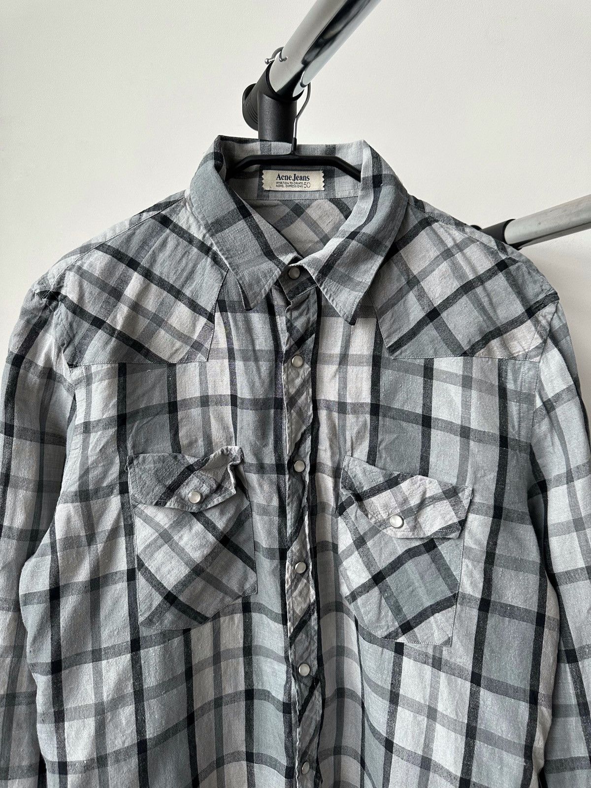 Acne Studios Acne Studios Jeans Linen Button Up Check Shirt Flannel Size US M / EU 48-50 / 2 - 2 Thumbnail