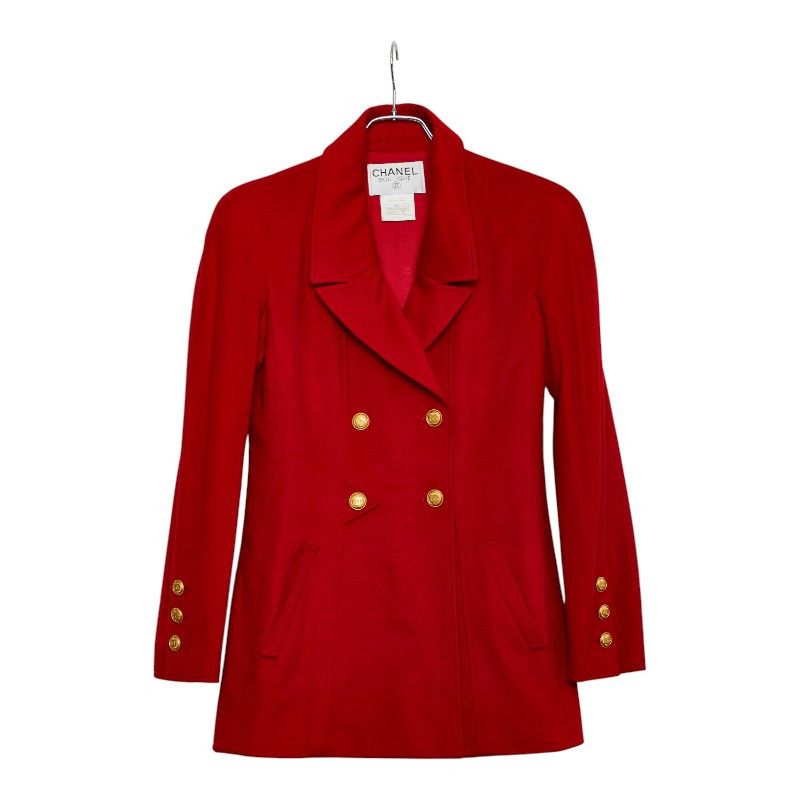 Chanel Chanel Coco Mark Button Cashmere Jacket Natural Material Outerwear P08267V05008 DUTY FREE for USA
