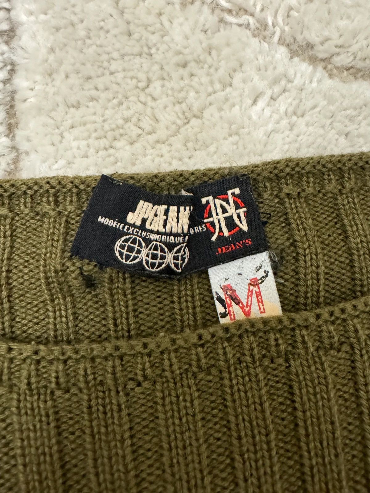 Jean Paul Gaultier 1990s Jean Paul Gaultier Skull Olive Sweater (S) Size US S / EU 44-46 / 1 - 4 Thumbnail