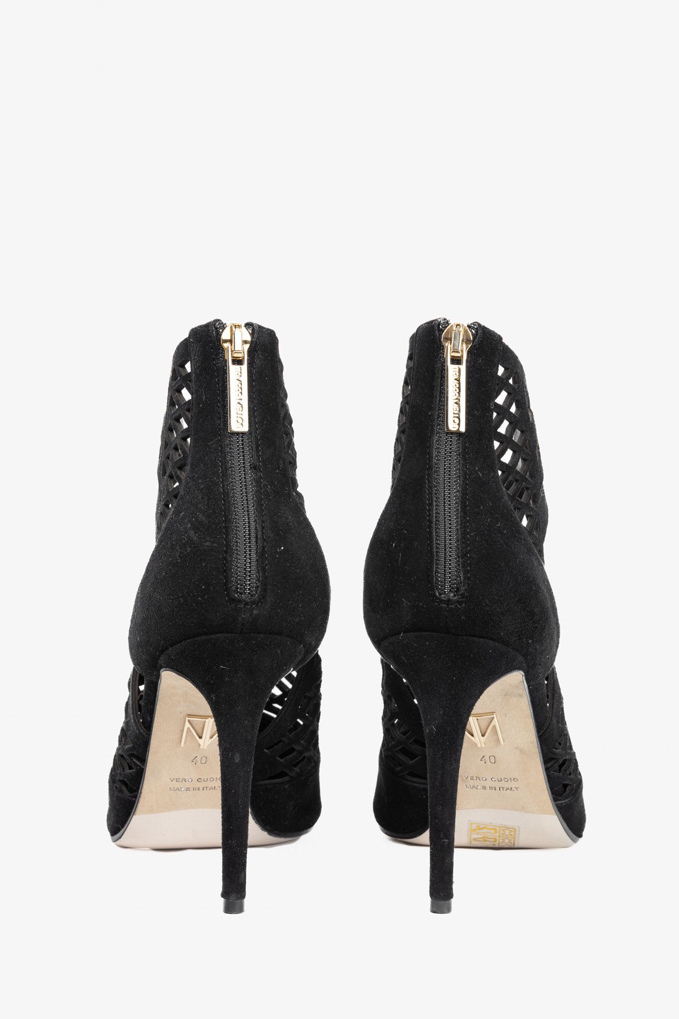 Tamara Mellon Tamara Mellon Femme Black Laser-Cut Suede Booties Size US 9.5 / IT 39.5 - 3 Thumbnail