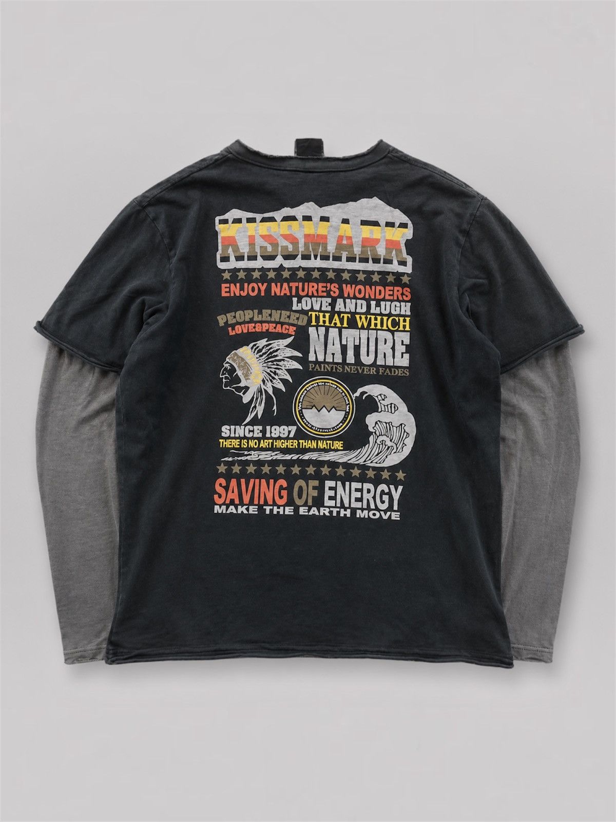 Japanese Brand Kissmark Double Layer Distressed Surfware Vintage LongSleeve Size US L / EU 52-54 / 3 - 1 Thumbnail