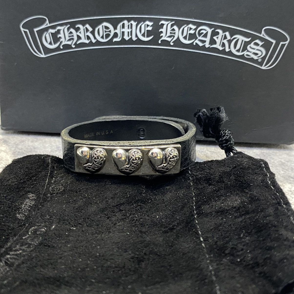 Chrome Hearts Chrome Hearts Heart Plate Leather Bracelet silver Size ONE SIZE - 3 Thumbnail