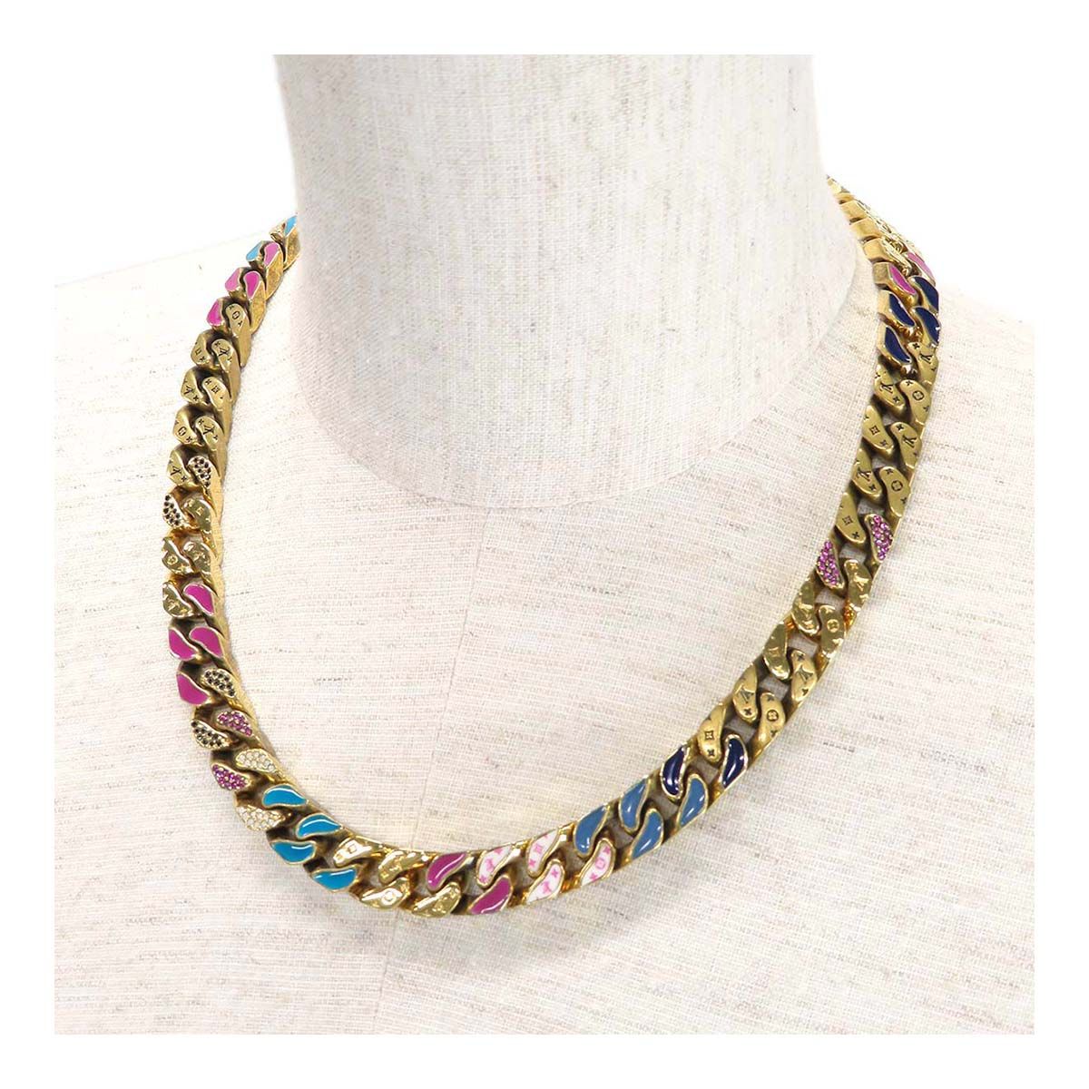Pre-owned Louis Vuitton Collier Chain Link Monogram Necklace In Multicolor