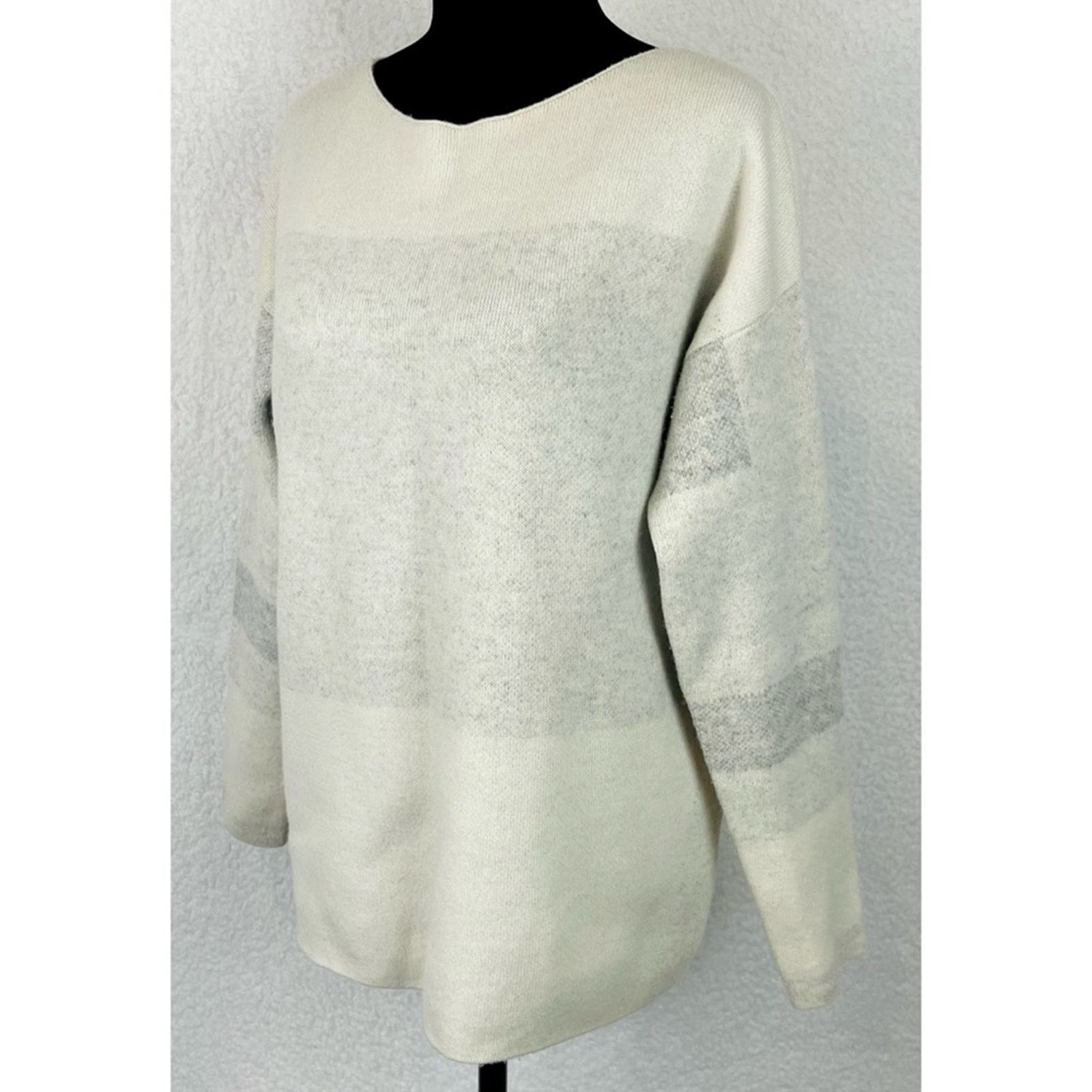 Vince VINCE • Cream/Grey Wool-Cashmere Oversized Knit Sweater Size XS / US 0-2 / IT 36-38 - 4 Thumbnail