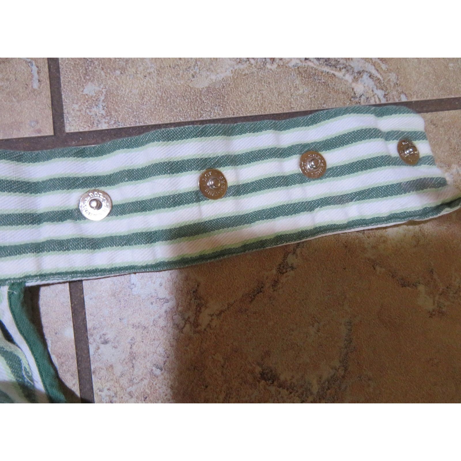 Other Kay Shannon Waitress Apron Green White Striped 1940s50s Size 28 - 4 Thumbnail