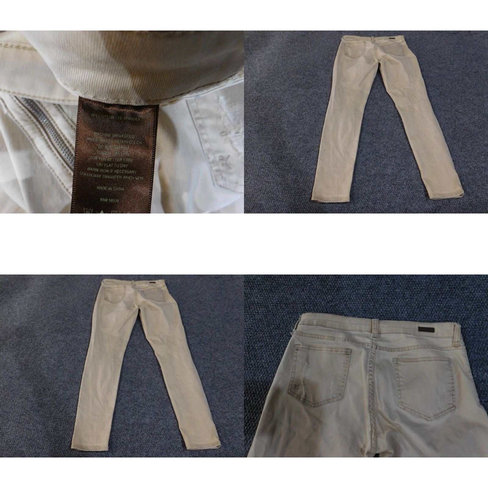 Vintage KUT from The Kloth Jeans Womens 8 Beige Skinny Distressed Zipper Pockets Pants Size 30" / US 8 / IT 44 - 8 Thumbnail