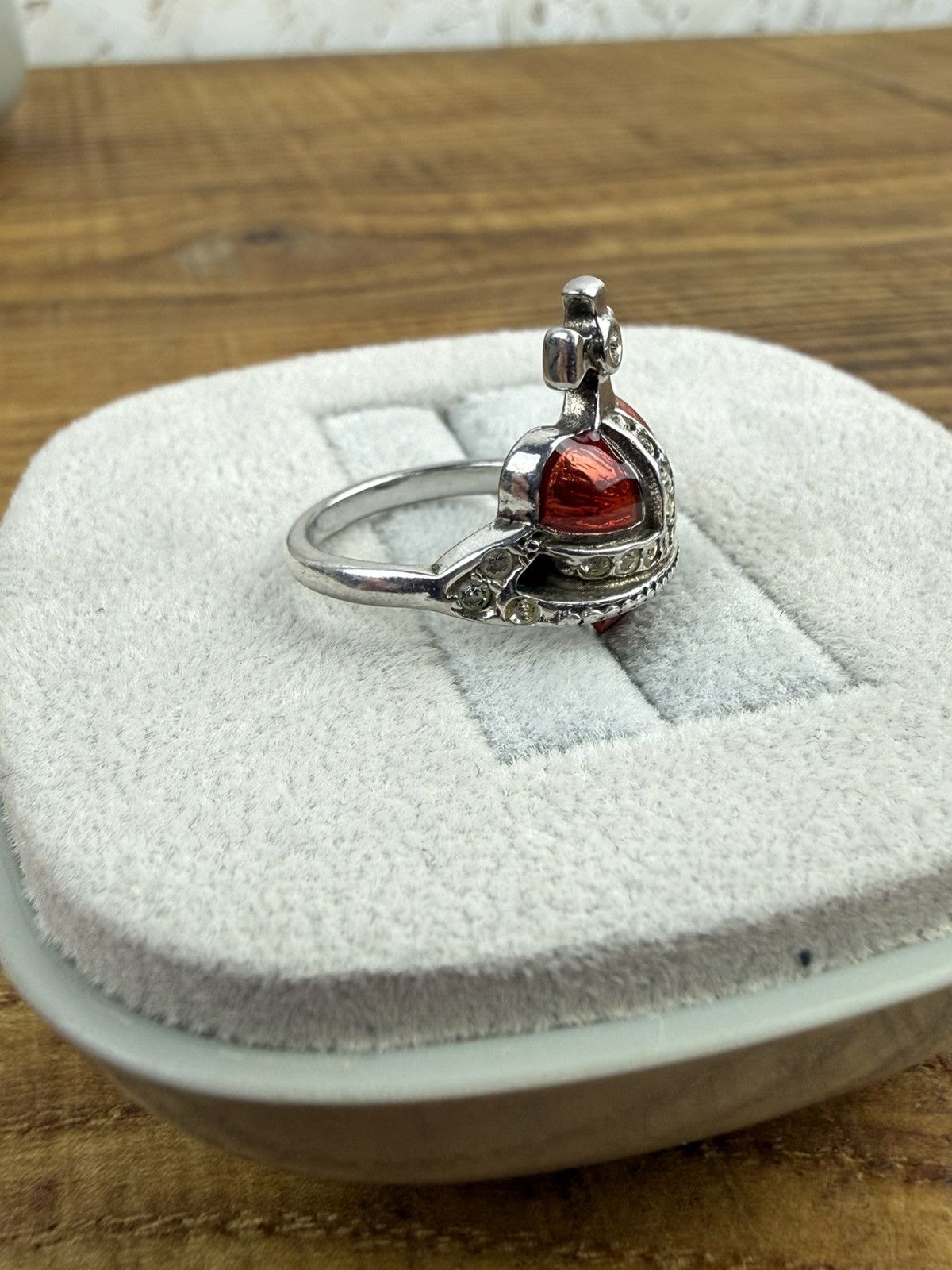 Vivienne Westwood Vintage Vivienne Westwood Diamante Heart Ring 925 Silver XS Size ONE SIZE - 4 Thumbnail