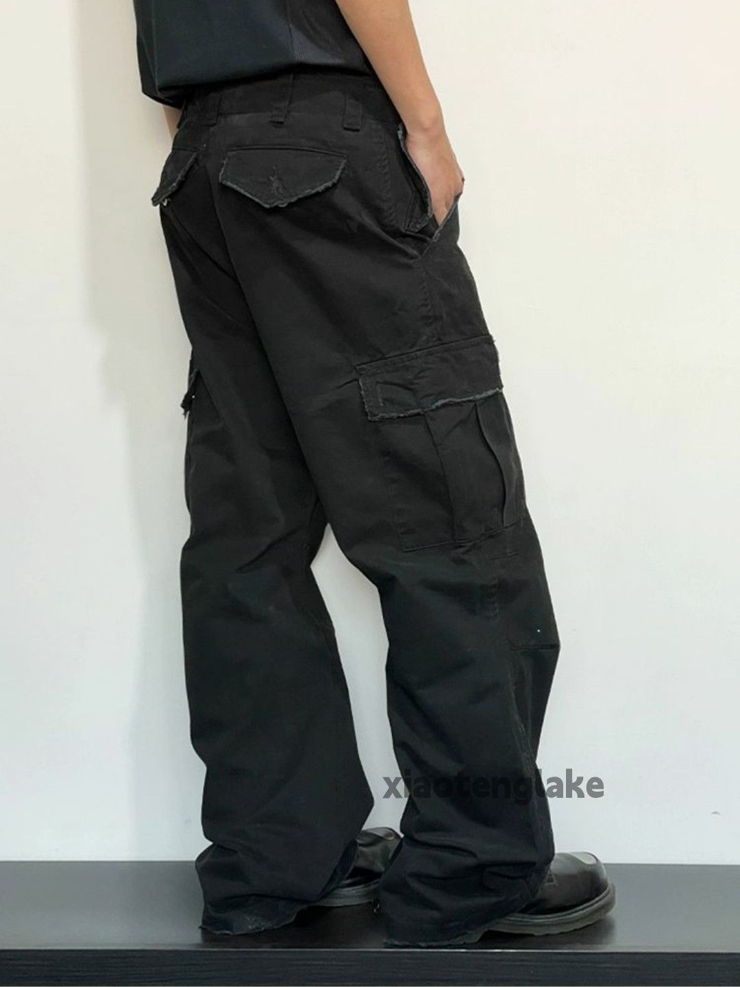 washed faded utility military flared cargo pants