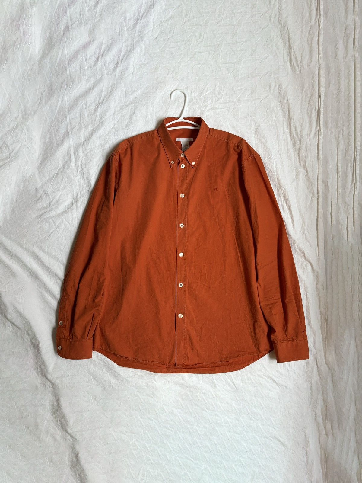 Safety Orange Embroidered Logo Button Down