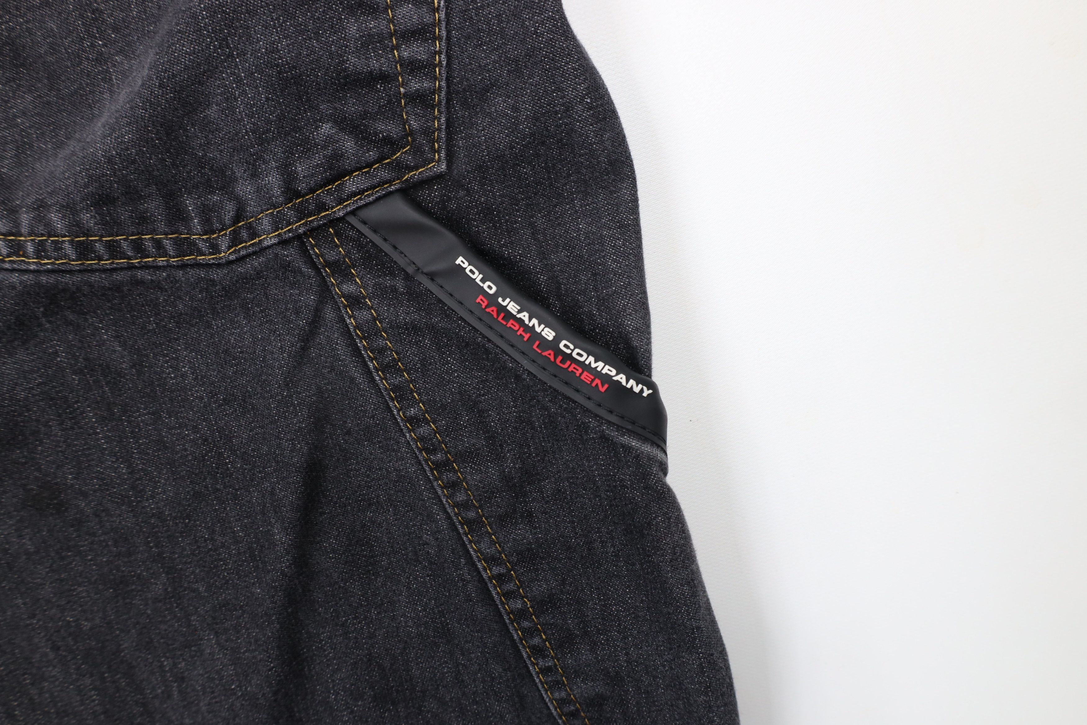 Ralph Lauren × Vintage Vintage 90s Ralph Lauren Out Wide Leg Carpenter Jeans Black Size US 34 / EU 50 - 14 Thumbnail