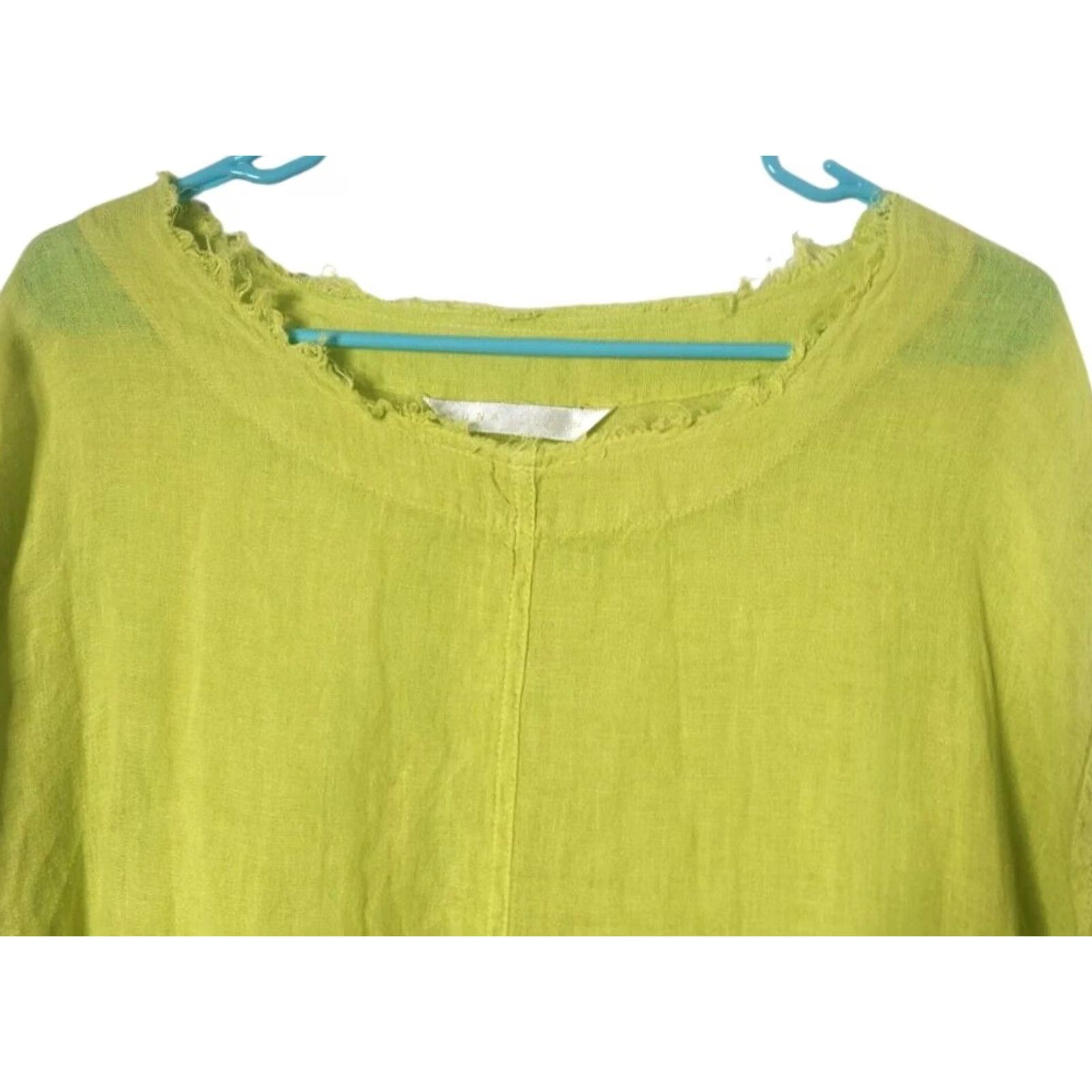 Vintage Luna Luz Womens S Blouse Linen Yellow Long Sleeve Oversized Shirt Top Size S / US 4 / IT 40 - 3 Thumbnail
