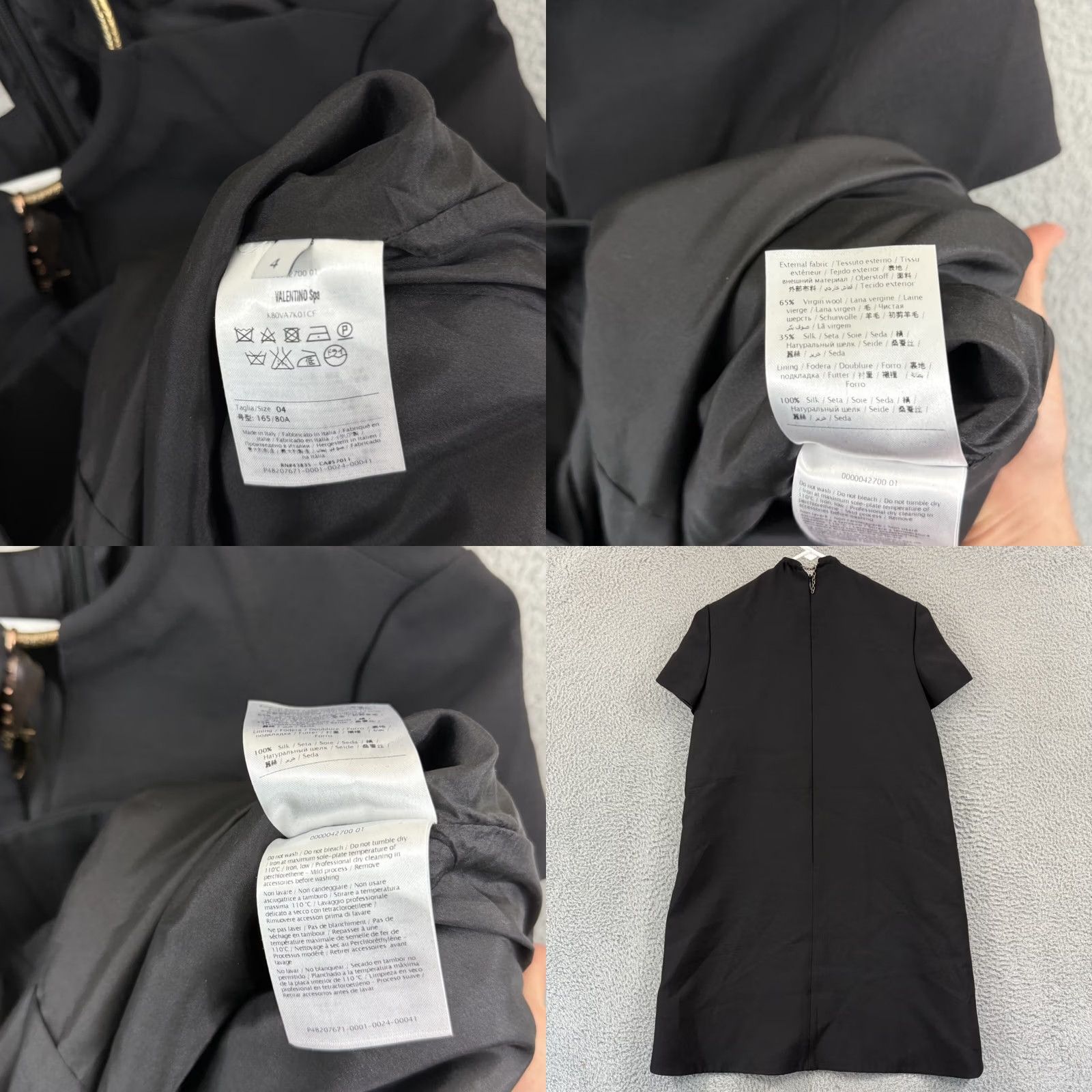 Valentino VINTAGE Valentino Spa Dress Women 4 Black Crepe Couture A Line Mini Zip Wool Silk Sheath Size S / US 4 / IT 40 - 8 Thumbnail