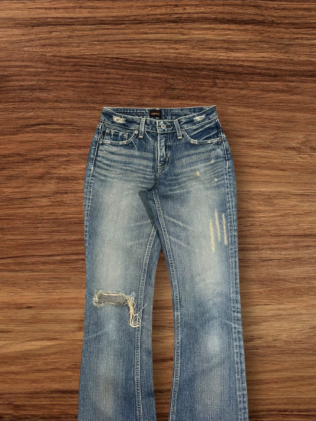 Japanese Brand × Johnbull Vintage Japanese Brappers Distressed Blue Washed Flare Jeans Size 28" / US 6 / IT 42 - 3 Thumbnail