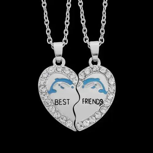 Other 2PCS Dolphin Heart Necklace Size ONE SIZE - 1 Thumbnail