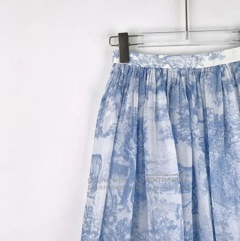Dior Dior Light Blue Cotton Midi Skirt . Size 22" - 3 Thumbnail