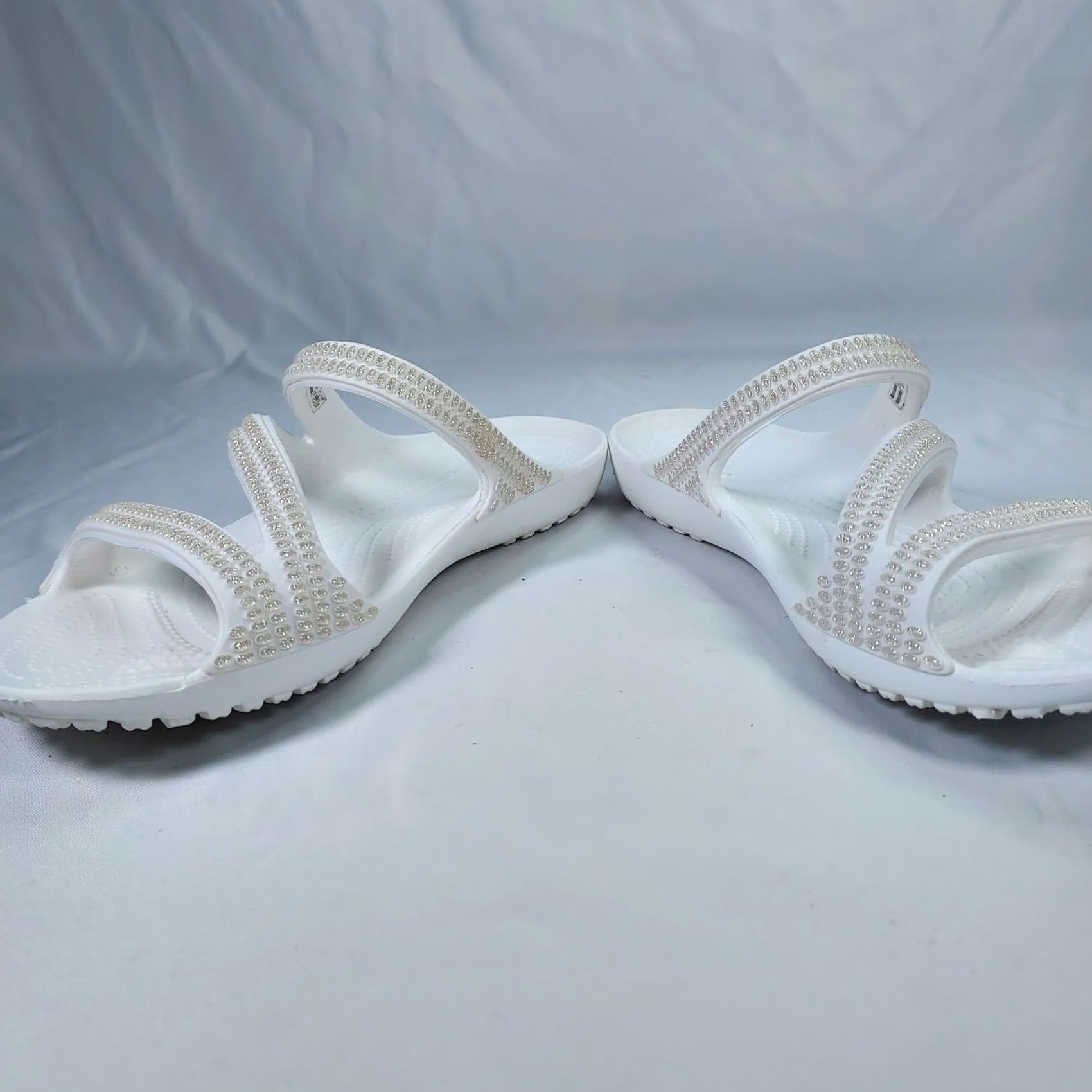 Crocs Crocs Women’s W9 White Bling Rhinestone Comfort Slide Sandals Shoes Flip Flop Casual Summer Womens Size US 7 / IT 37 - 4 Thumbnail