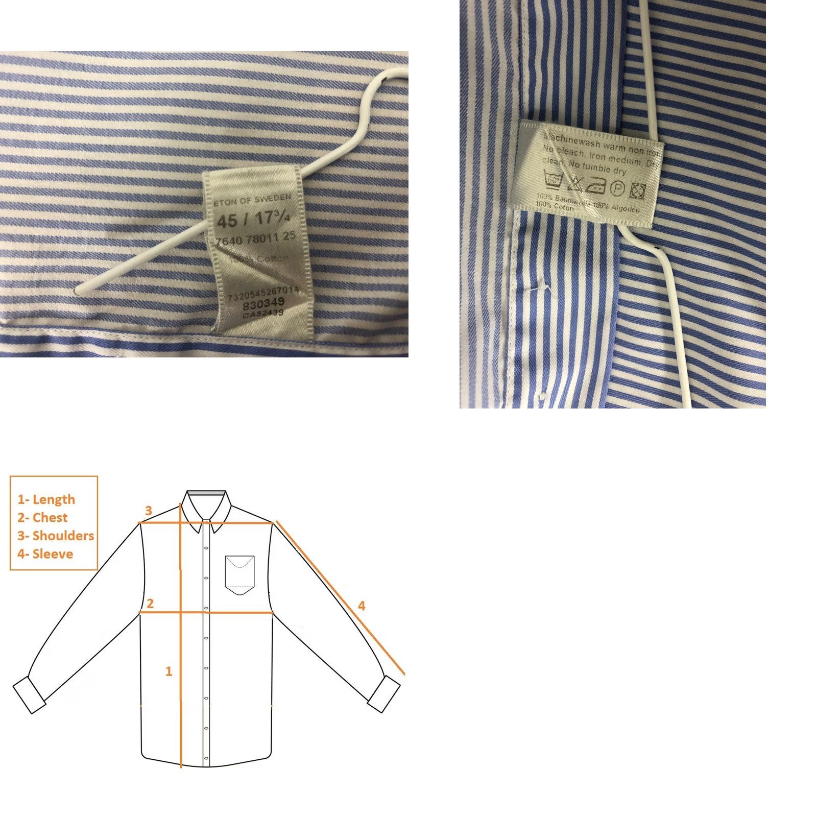Eton ETON Shirt Button-Up Mens Size 45 White Striped Cotton Size US XL / EU 56 / 4 - 9 Thumbnail