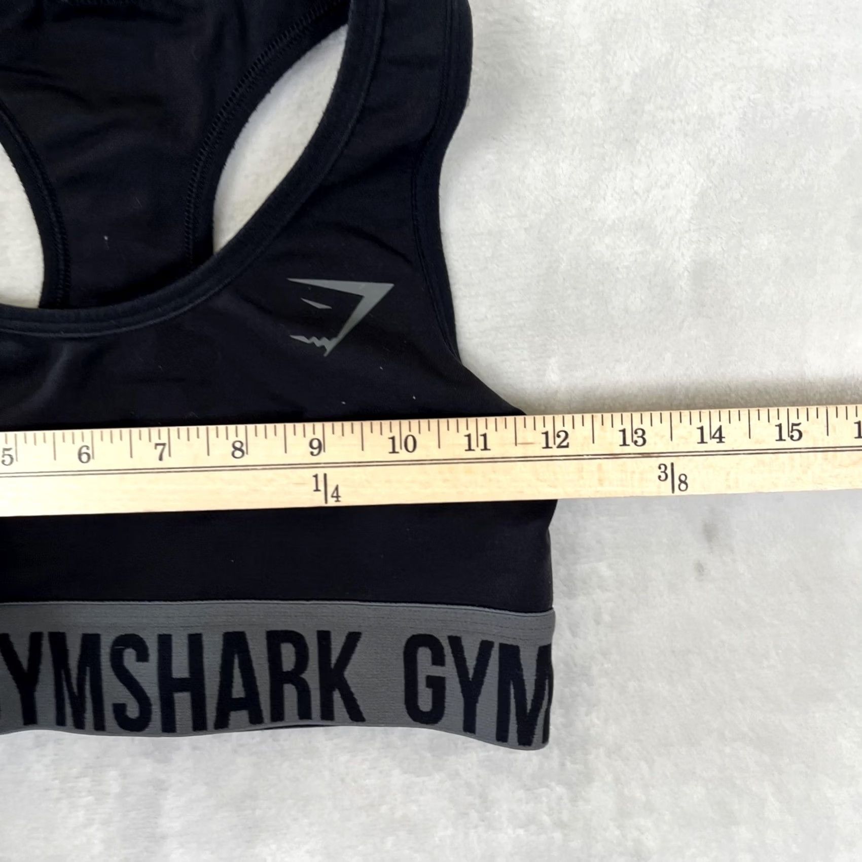 Gymshark Gymshark Sports Bra Womens XS Black Racerback Logo Elastic Band Athletic Size ONE SIZE - 4 Thumbnail