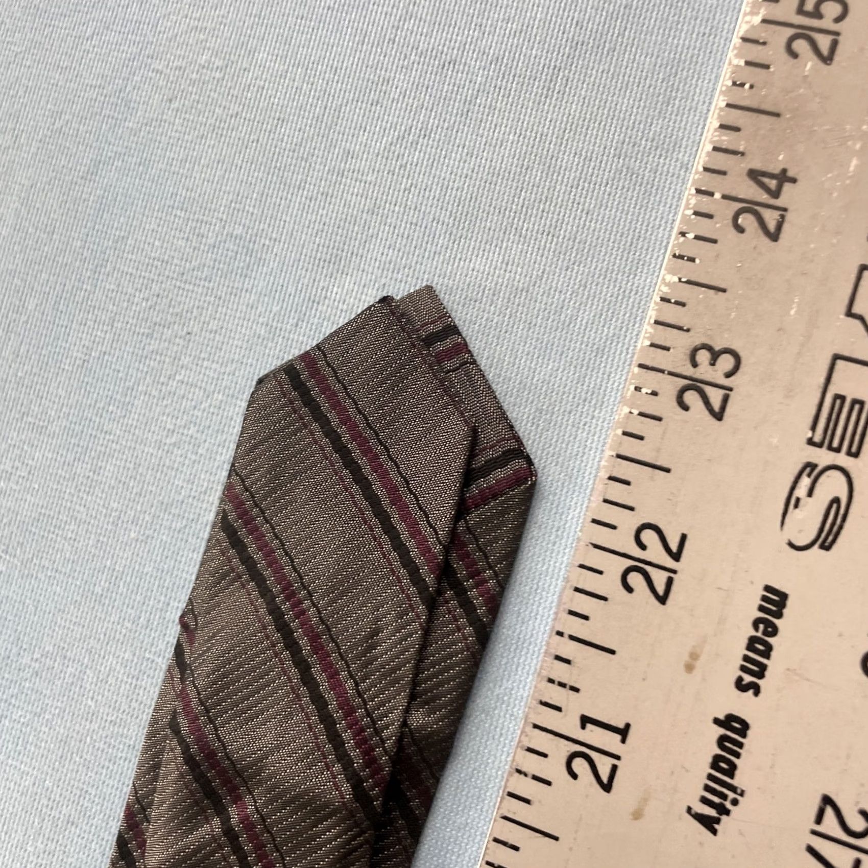 MCM VINTAGE Tie Repp Tie Skinny Woven MCM Stripe Gray Red Black Slim Tie 2x54 Neckwear Men One Size Gray Red Black Multi 1960s Capsule Necktie Size ONE SIZE - 7 Thumbnail