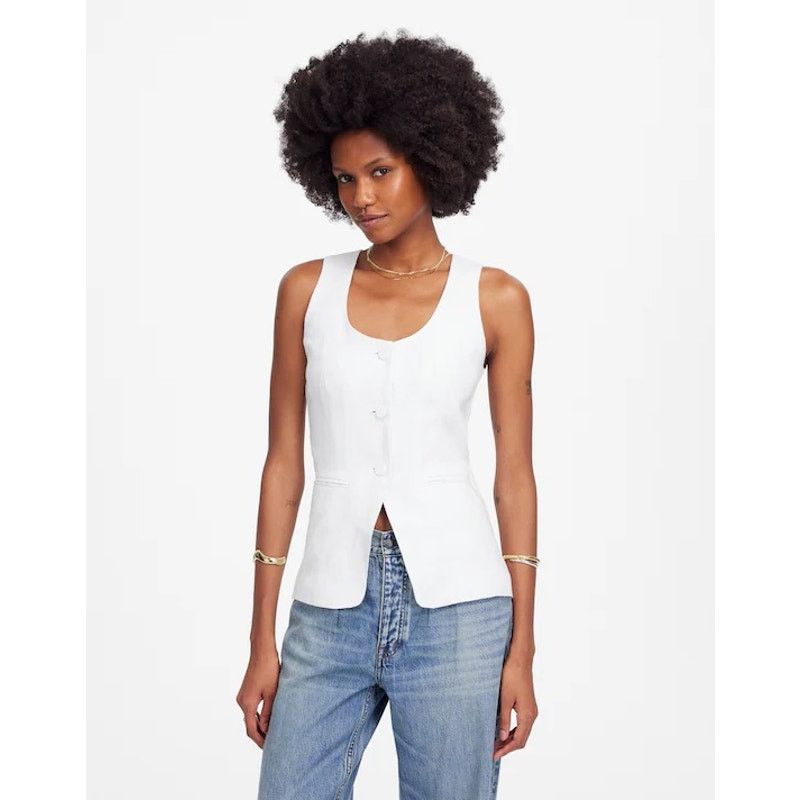 Madewell NWT Madewell Scoopneck Cutaway Linen Vest In White Size 8 Size M / US 6-8 / IT 42-44 - 2 Thumbnail