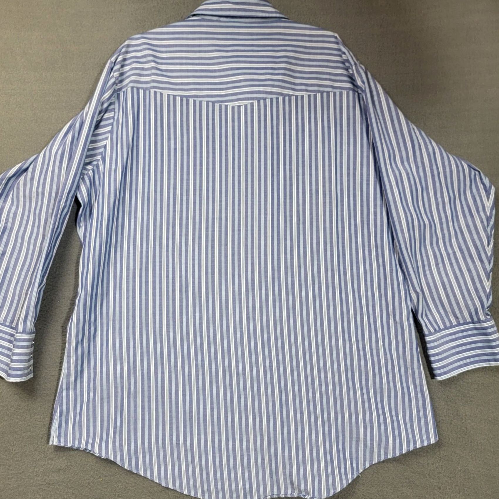 Vintage Ely Cattleman Shirt Mens 2XL Tall Blue striped VTG Pearl Snap 18 1/2 x 35 Size US XXL / EU 58 / 5 - 5 Thumbnail
