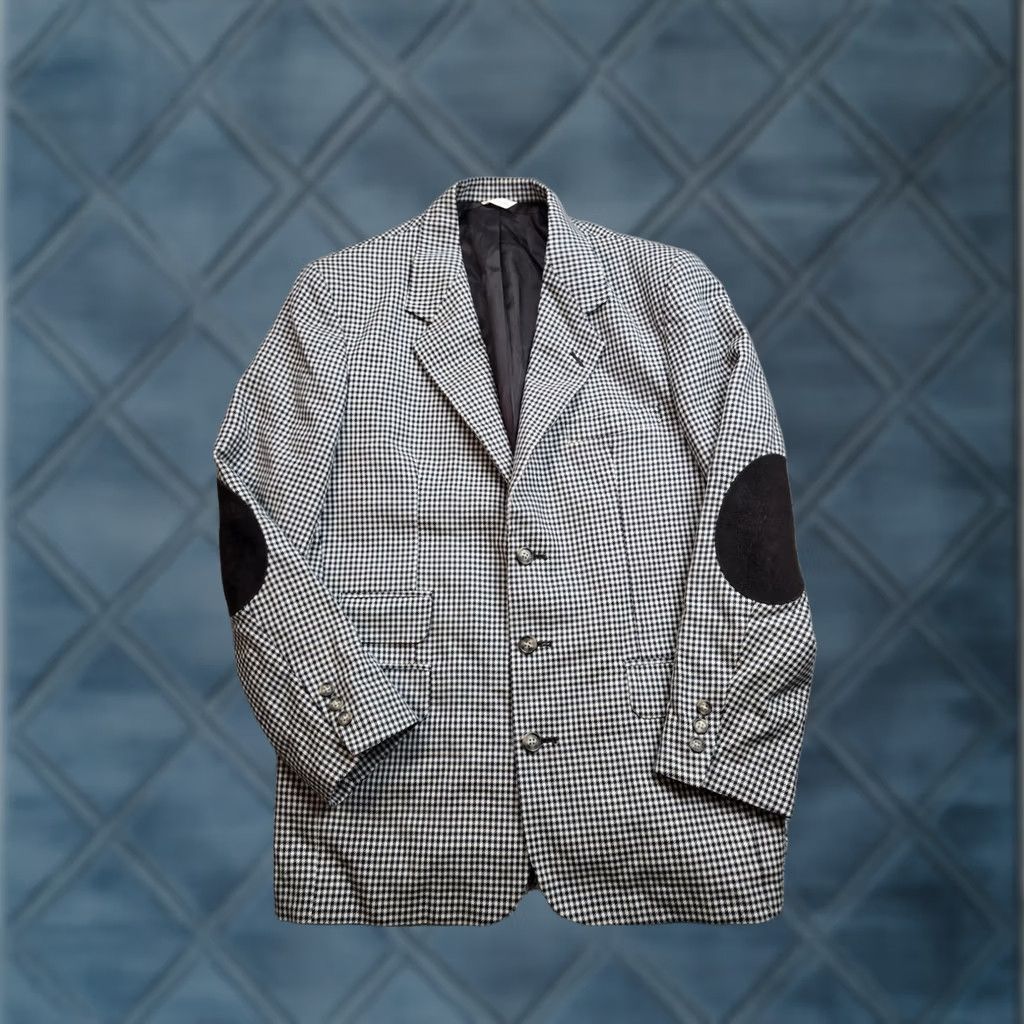 Banana Republic VINTAGE Banana Republic Blazer Jacket Mens Medium Houndstooth Elbow Patches USA Size 40R - 1 Thumbnail