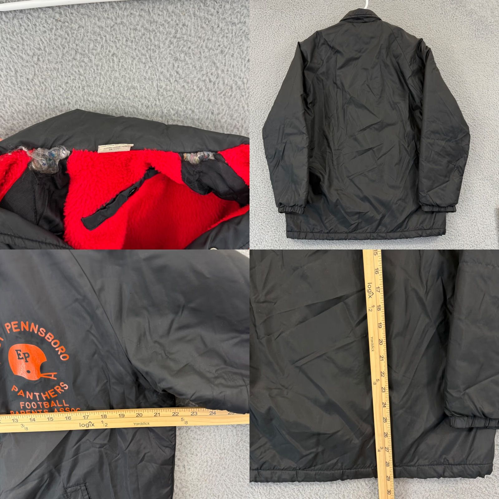 Vintage VINTAGE College Lane Jacket Men's Small Black 80s Varsity Nylon Lined Button Snap casual Athletic Sports Size US S / EU 44-46 / 1 - 8 Thumbnail