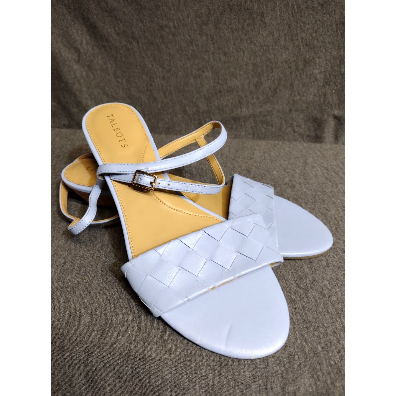 Talbots TALBOTS Capri Woven Nappa Sandals Blu Sky 10M Capri Woven Sandal Women Sky Blue Buckle Adjustable Leather Cuban Heel Shoes Size US 8 / IT 38 - 4 Thumbnail