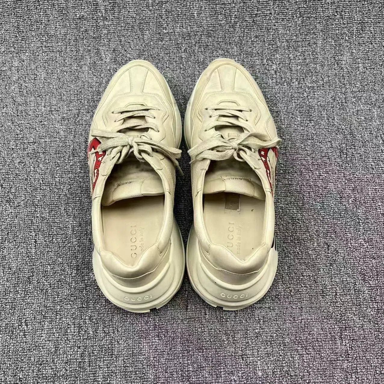 Gucci gucci rhytone white distressed red lips sneakers. Size US 12 / EU 45 - 3 Thumbnail