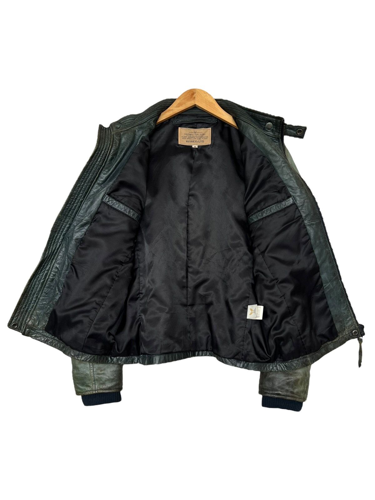 Avirex Zipper Sunfaded Distressed Racing Leather Jacket