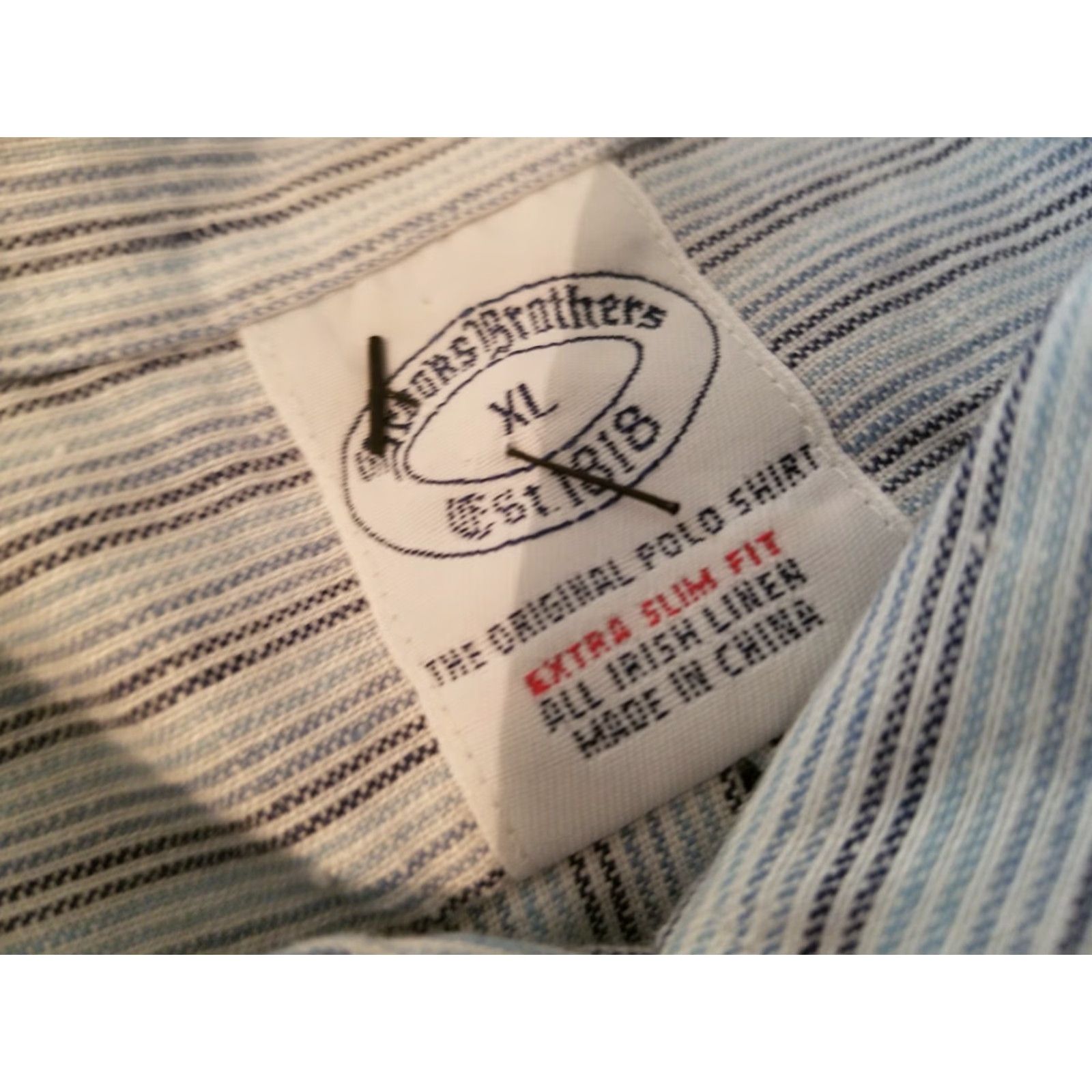 Brooks Brothers Mens Brooks Brothers Dress Shirt XL Blue Button Cotton Linen Shirt Size 46R - 5 Thumbnail