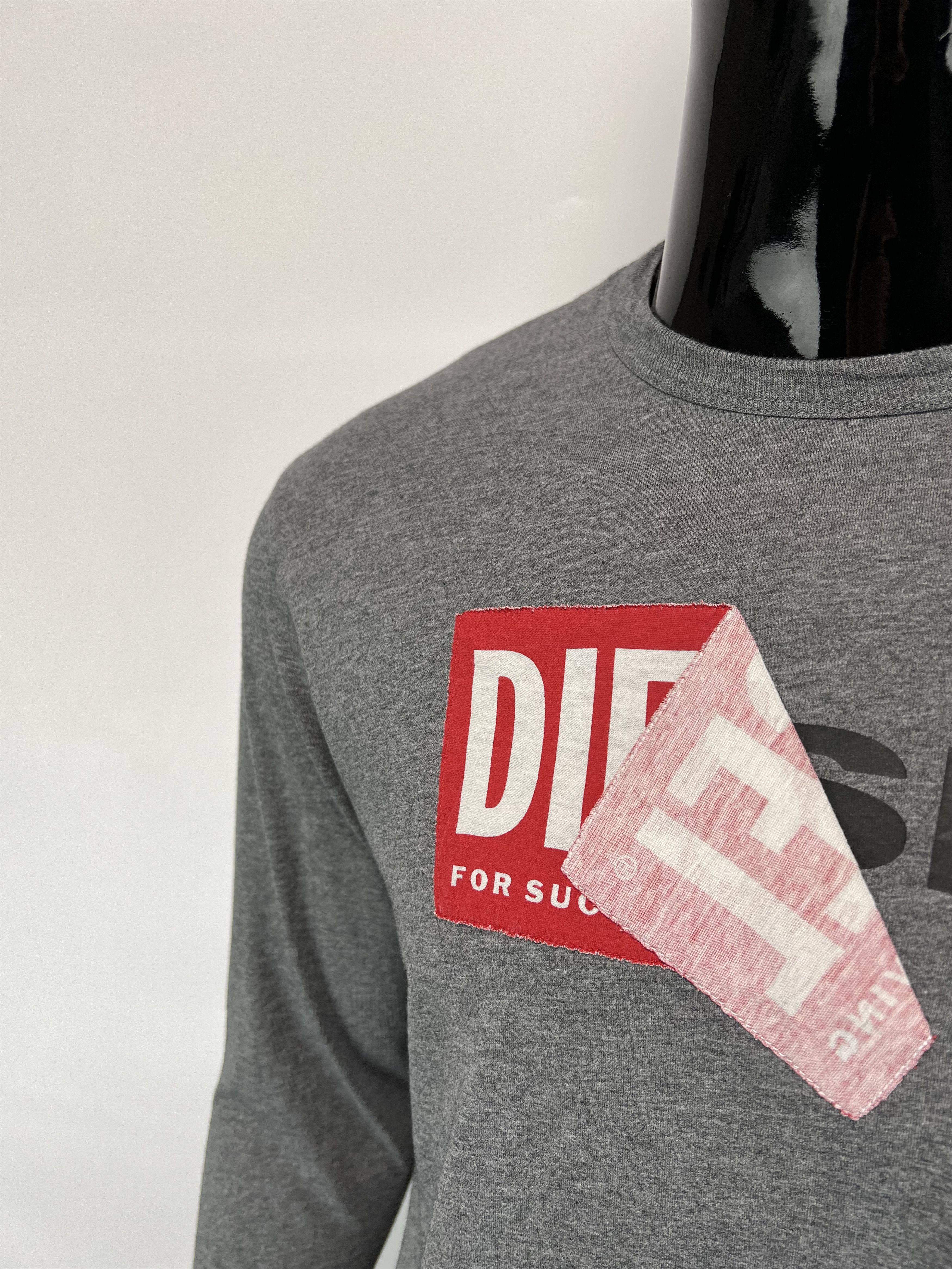 Diesel Diesel Men's Gray Long Sleeve T Shirt Big Logo Size S Size US S / EU 44-46 / 1 - 3 Thumbnail