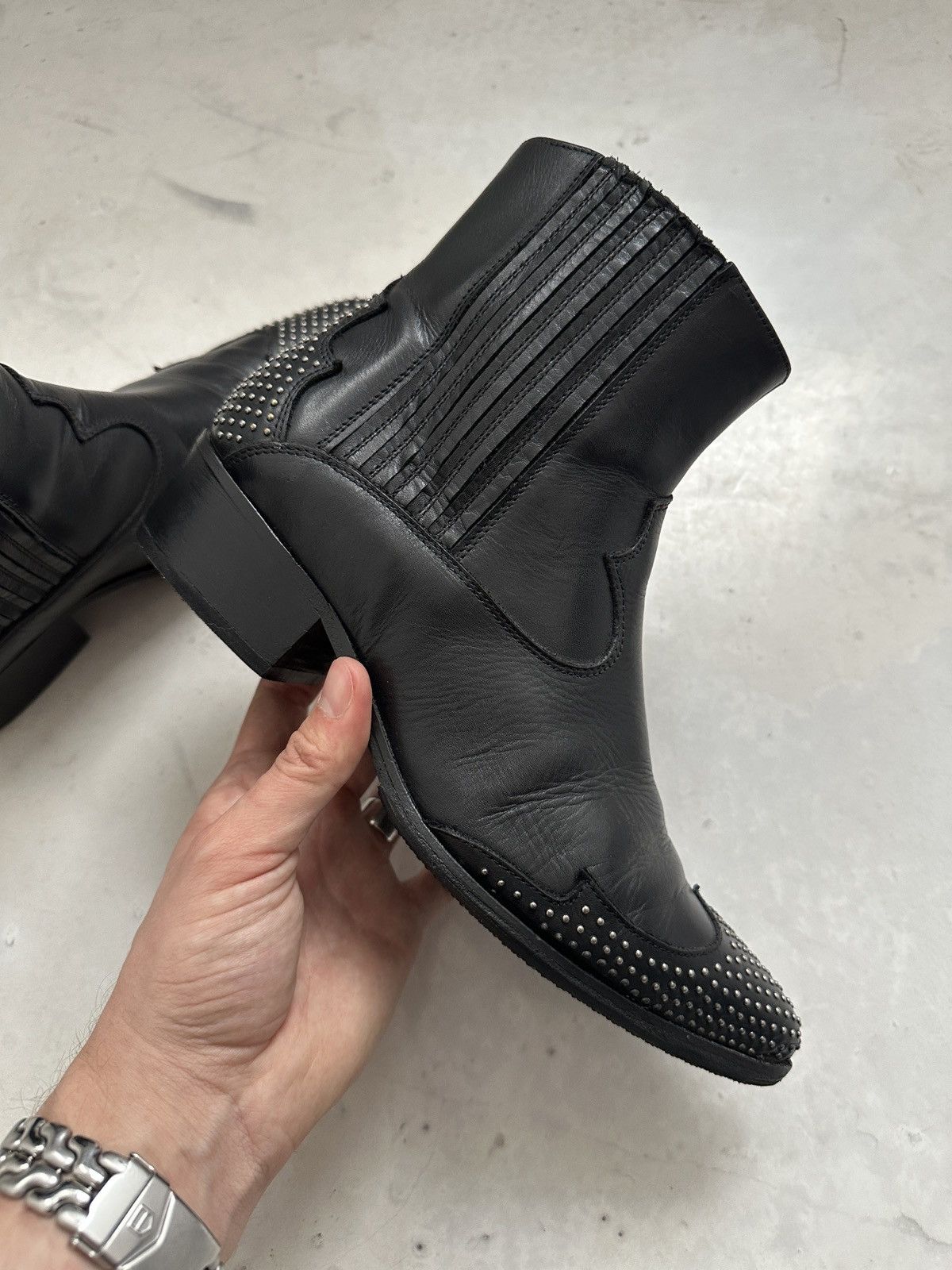 Japanese Brand × Vintage Wyatt leather studed ankle boots avantgarde Size US 9 / IT 39 - 7 Thumbnail