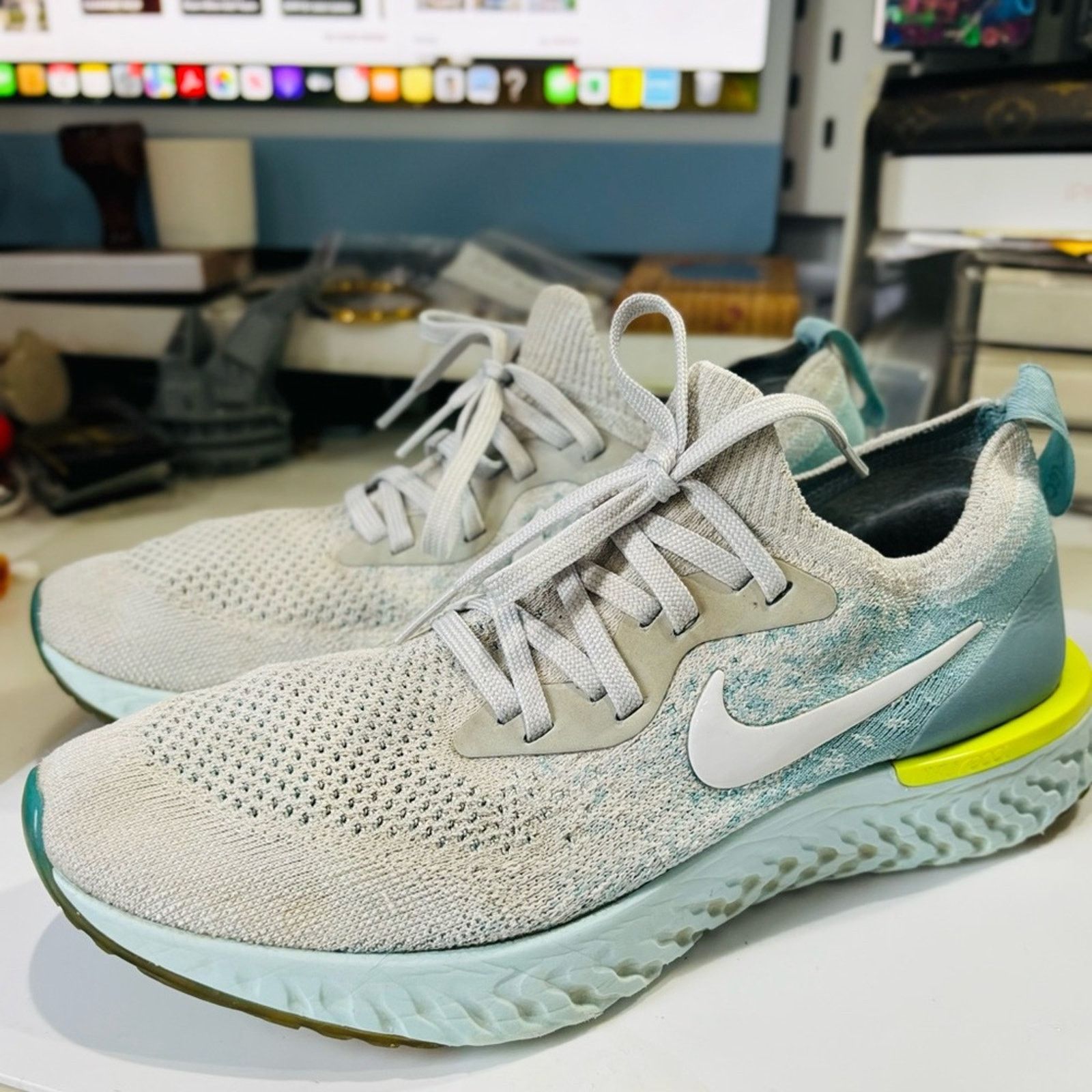 Nike NIKE React Flyknit Sneakers Running Shoes Mica Blue Size US 8 / IT 38 - 3 Thumbnail