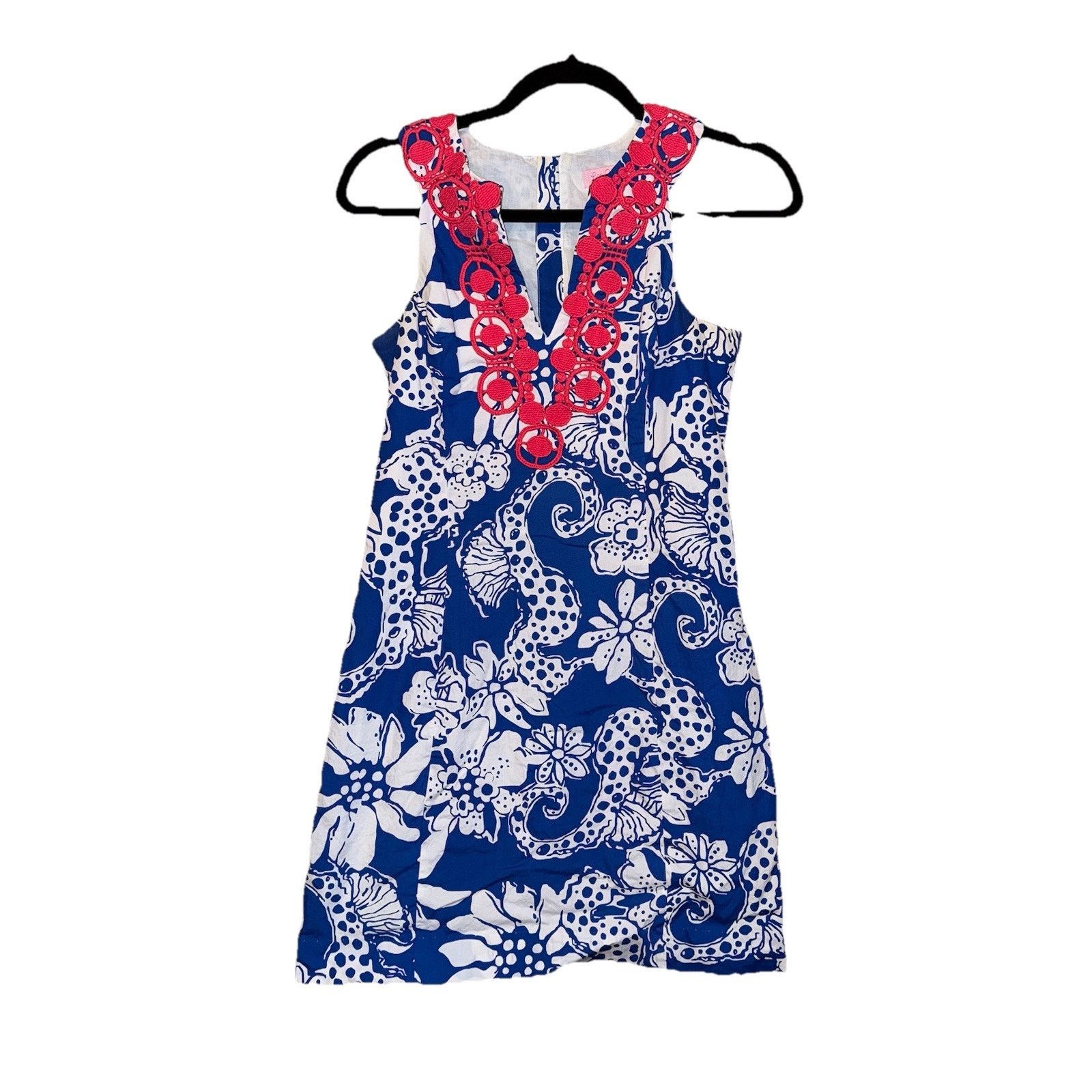 Lilly Pulitzer Lilly Pulitzer Augusta Shift Dress Deep Sea Blue Quahog Sz 2 Size XS / US 0-2 / IT 36-38 - 1 Thumbnail
