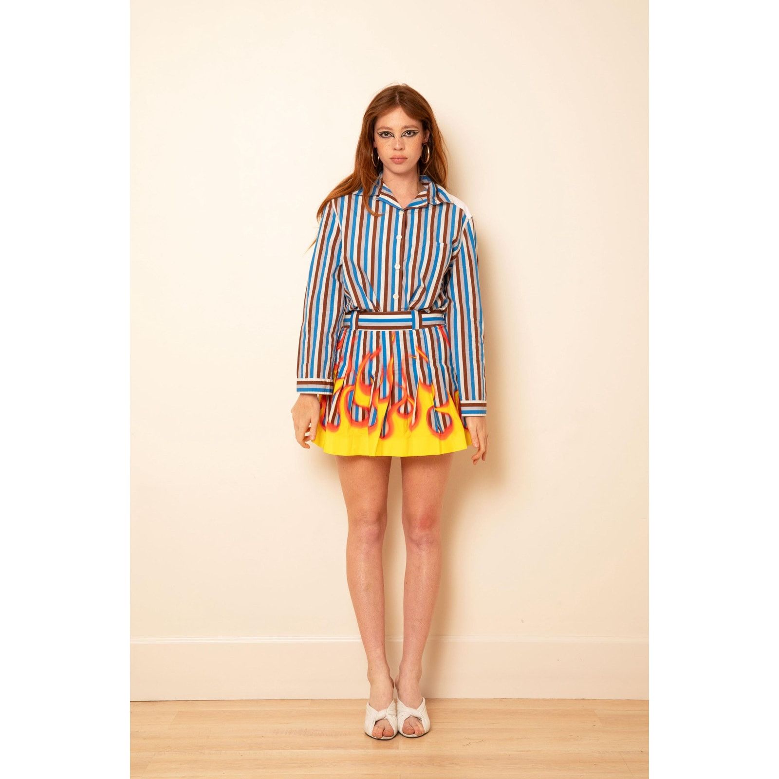 Prada PRADA Stripe + Flame Print Cotton Poplin Set Size M / US 6-8 / IT 42-44 - 3 Thumbnail