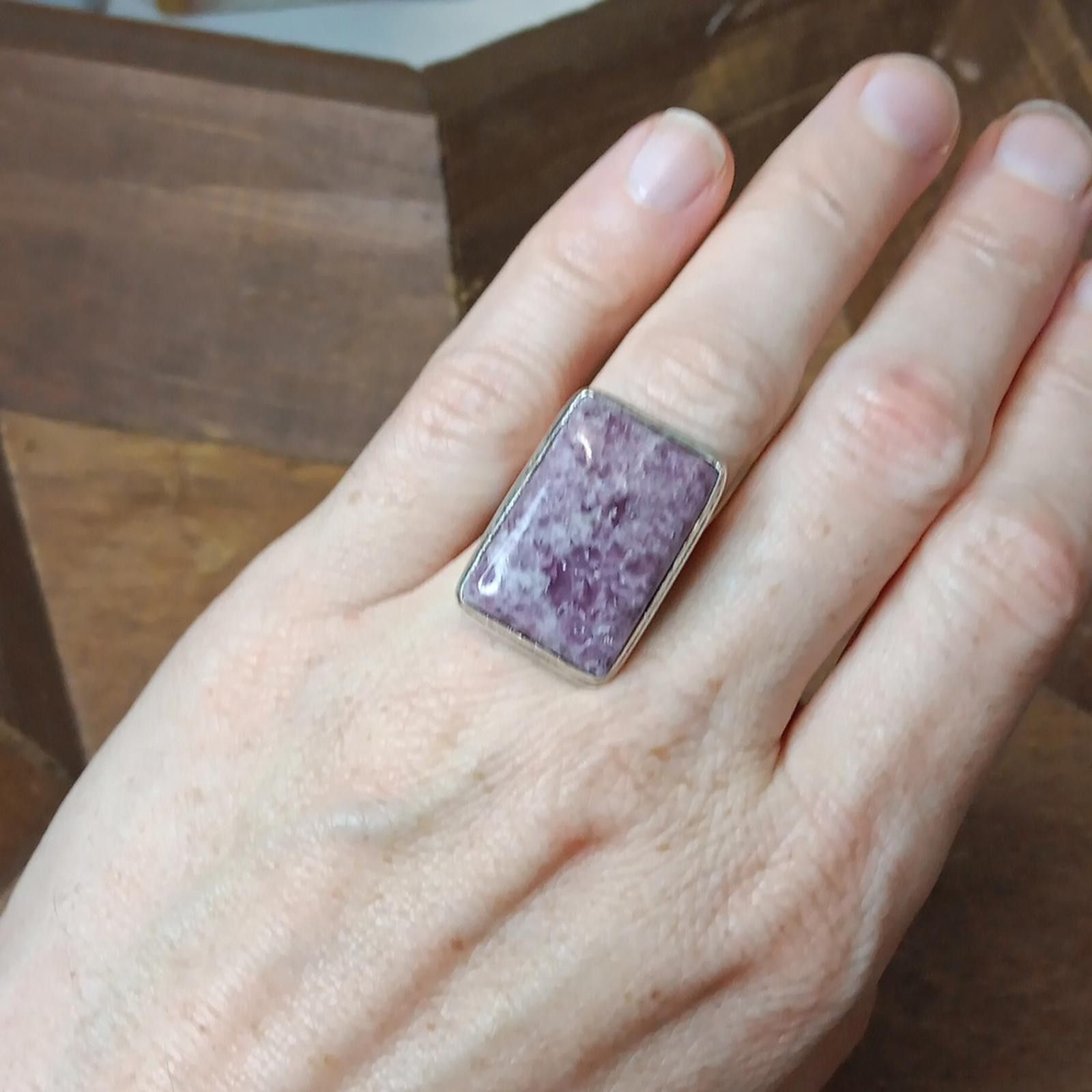 Designer Elegant Purple Lepidolite Stone Ring Size ONE SIZE - 3 Thumbnail
