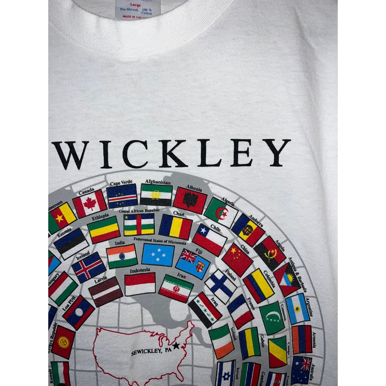 Vintage Vintage World Flag Shirt Sewickley World Class City Tee 90s Size US L / EU 52-54 / 3 - 3 Thumbnail